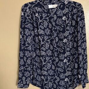 Time and Tru Navy Floral Blouse